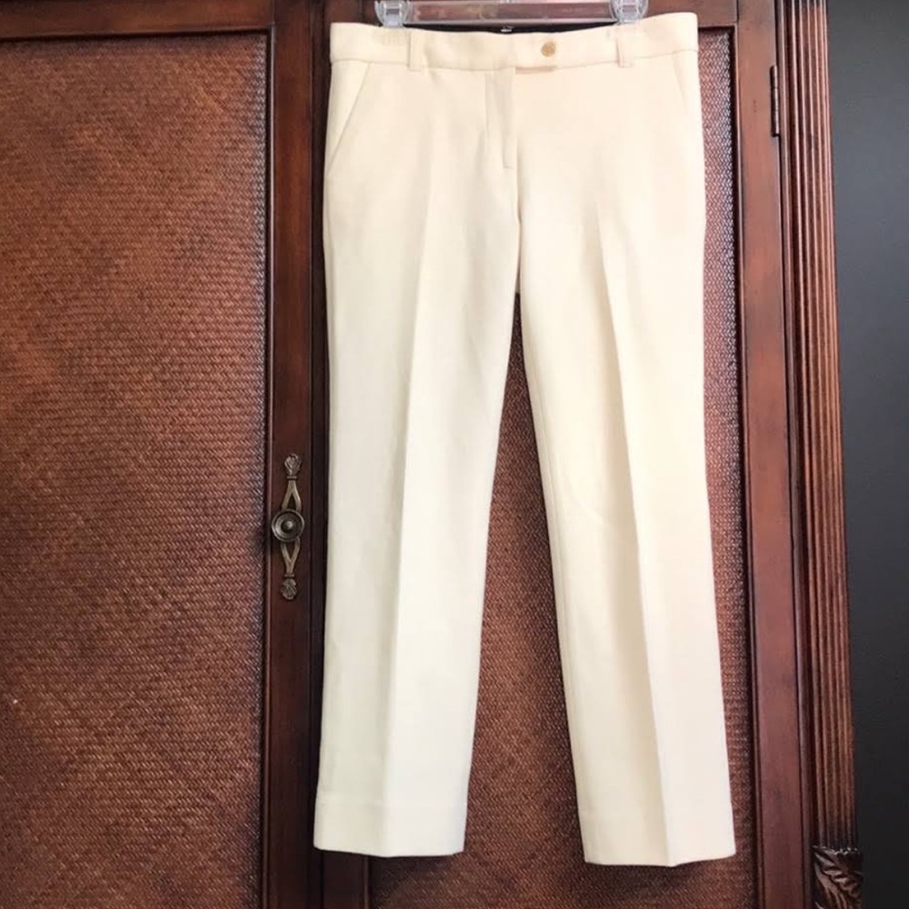 Tory Burch Cream Cotton Textured Pants